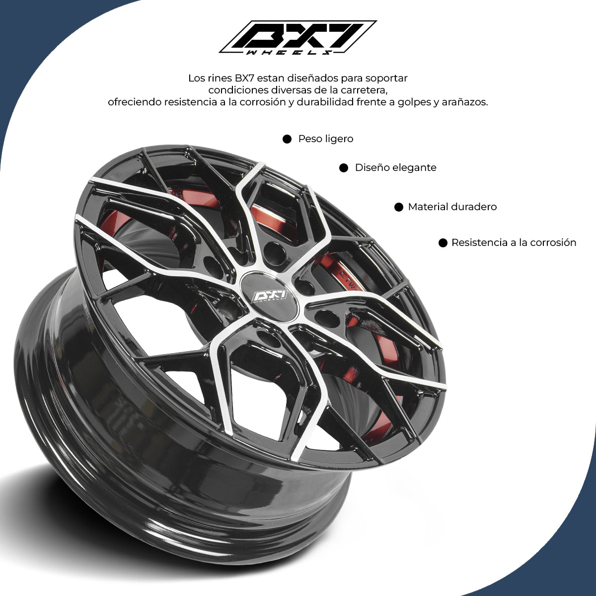 RINES BX7 FW8 13 4X100/114.3/  ET 35/ CB 73.1/  BLACK WITH FACE AND LIP MACHINED+RED UNDER CUT