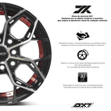 RINES BX7 FW8 13 4X100/114.3/  ET 35/ CB 73.1/  BLACK WITH FACE AND LIP MACHINED+RED UNDER CUT