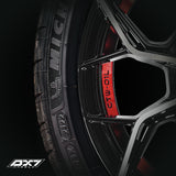 RINES BX7 FW8 13 4X100/114.3/  ET 35/ CB 73.1/  BLACK WITH FACE AND LIP MACHINED+RED UNDER CUT