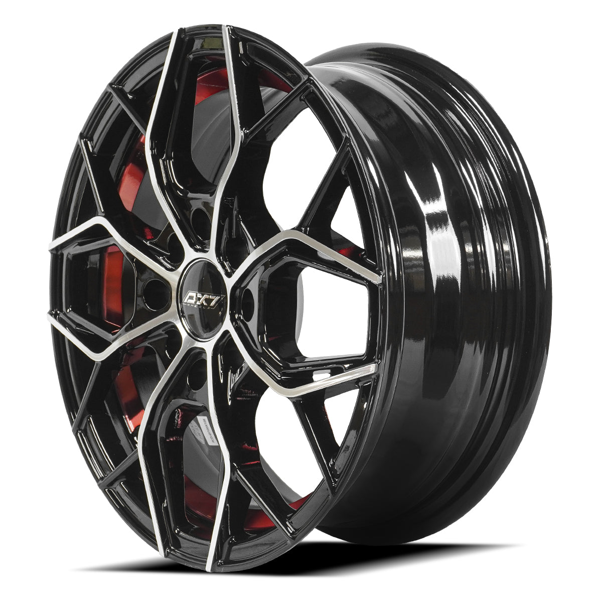 RINES BX7 FW8 14 4X100/108 / ET 35/ CB 73.1/  BLACK WITH FACE AND LIP MACHINED+RED UNDER CUT