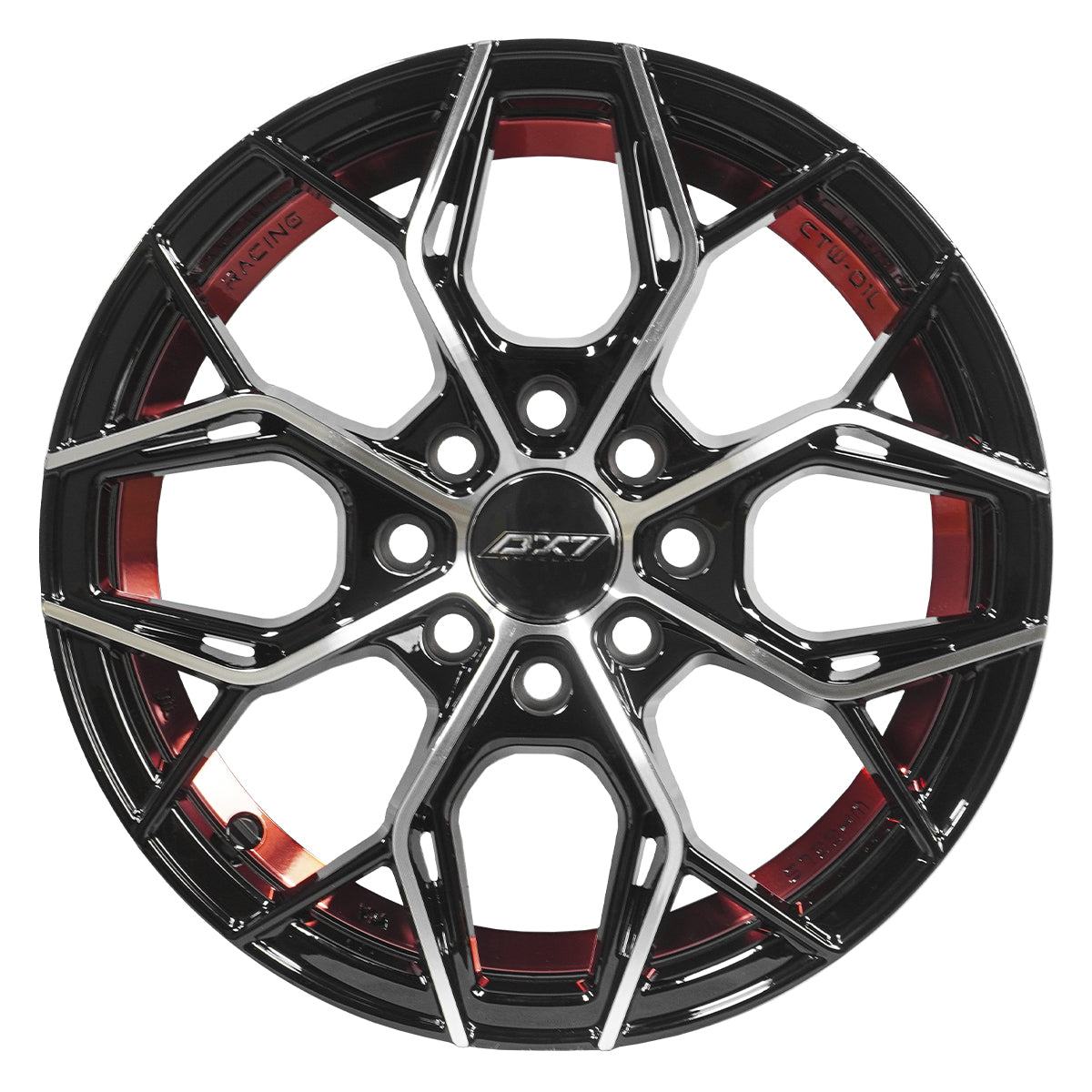 RINES BX7 FW8 14 4X100/108 / ET 35/ CB 73.1/  BLACK WITH FACE AND LIP MACHINED+RED UNDER CUT