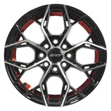 RINES BX7 FW8 14 4X100/108 / ET 35/ CB 73.1/  BLACK WITH FACE AND LIP MACHINED+RED UNDER CUT