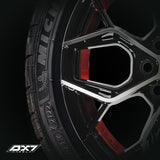 RINES BX7 FW8 14 4X100/108 / ET 35/ CB 73.1/  BLACK WITH FACE AND LIP MACHINED+RED UNDER CUT