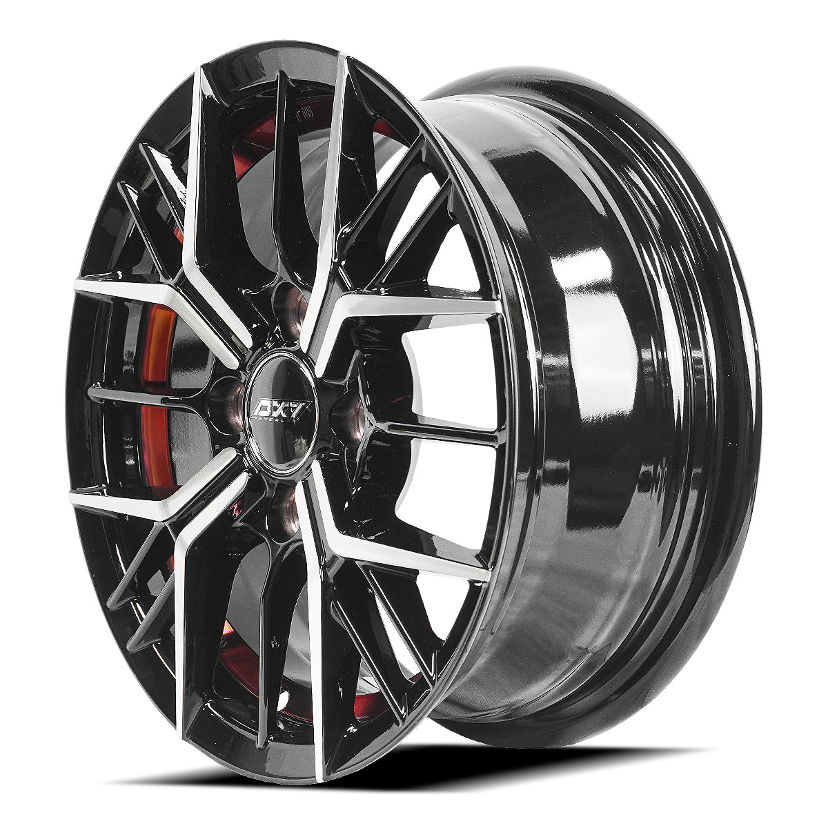 RINES BX7 FW7 13 4X100/ ET 35/ CB 73.1/ BLACK WITH FACE AND LIP MACHINED+RED UNDER CUT
