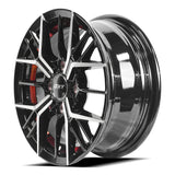 RINES BX7 FW7 13 4X100/ ET 35/ CB 73.1/ BLACK WITH FACE AND LIP MACHINED+RED UNDER CUT