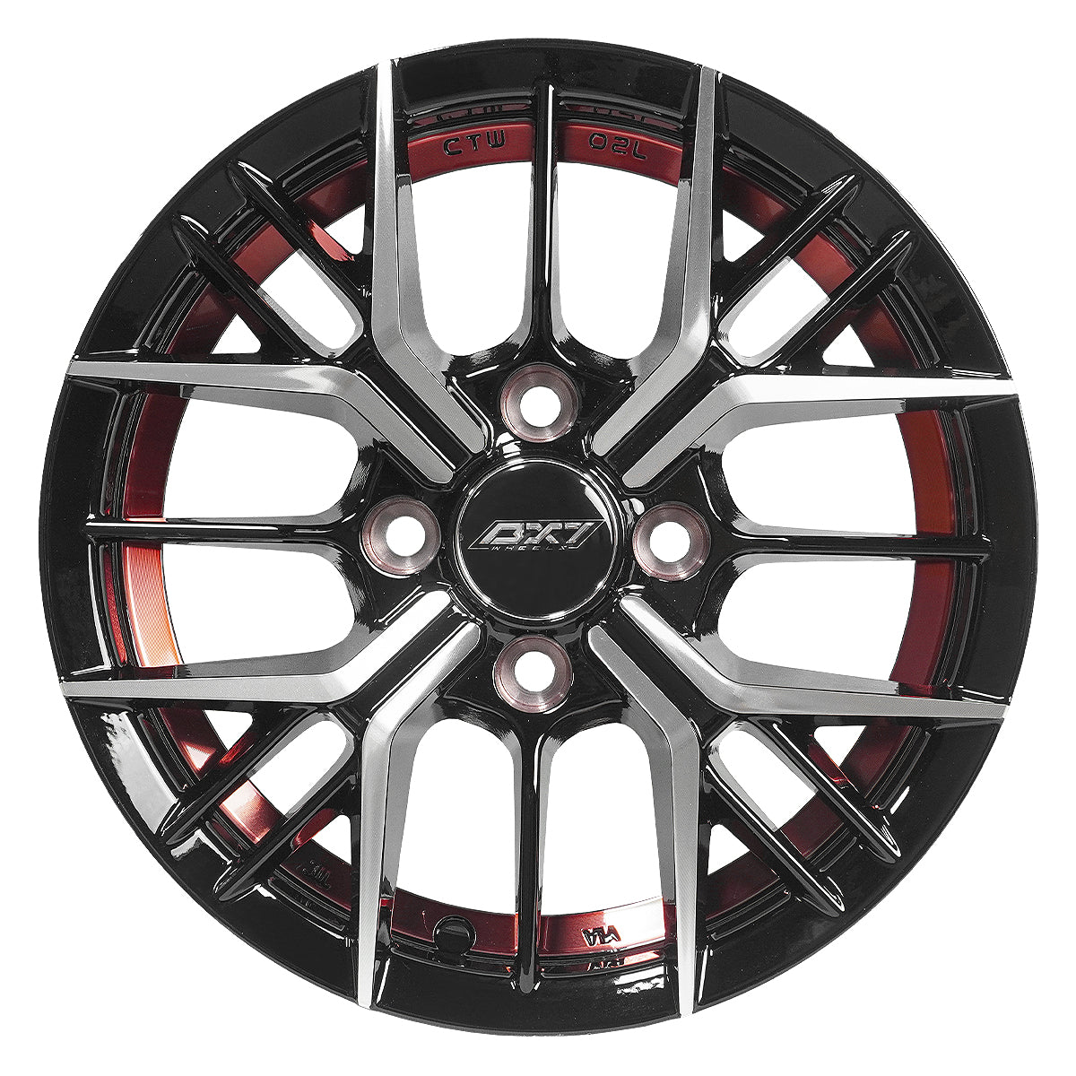 RINES BX7 FW7 13 4X100/ ET 35/ CB 73.1/ BLACK WITH FACE AND LIP MACHINED+RED UNDER CUT