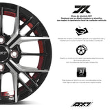 RINES BX7 FW7 13 4X100/ ET 35/ CB 73.1/ BLACK WITH FACE AND LIP MACHINED+RED UNDER CUT