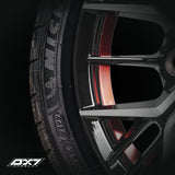 RINES BX7 FW7 13 4X100/ ET 35/ CB 73.1/ BLACK WITH FACE AND LIP MACHINED+RED UNDER CUT