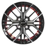 RINES BX7 FW7 14 4X100/ ET 35/ CB 73.1/ BLACK WITH FACE AND LIP MACHINED+RED UNDER CUT