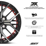 RINES BX7 FW7 14 4X100/ ET 35/ CB 73.1/ BLACK WITH FACE AND LIP MACHINED+RED UNDER CUT
