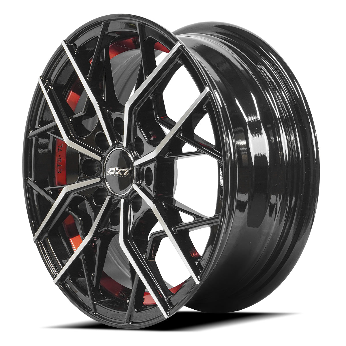 RINES BX7 FW7 14 4X100/114.3 / ET 35/ CB 73.1/ 4X100/114.3 BLACK WITH FACE AND LIP MACHINED+RED UNDER CUT