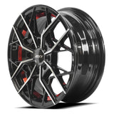 RINES BX7 FW7 14 4X100/114.3 / ET 35/ CB 73.1/ 4X100/114.3 BLACK WITH FACE AND LIP MACHINED+RED UNDER CUT