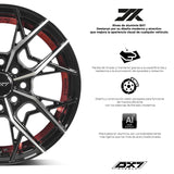 RINES BX7 FW7 14 4X100/114.3 / ET 35/ CB 73.1/ 4X100/114.3 BLACK WITH FACE AND LIP MACHINED+RED UNDER CUT