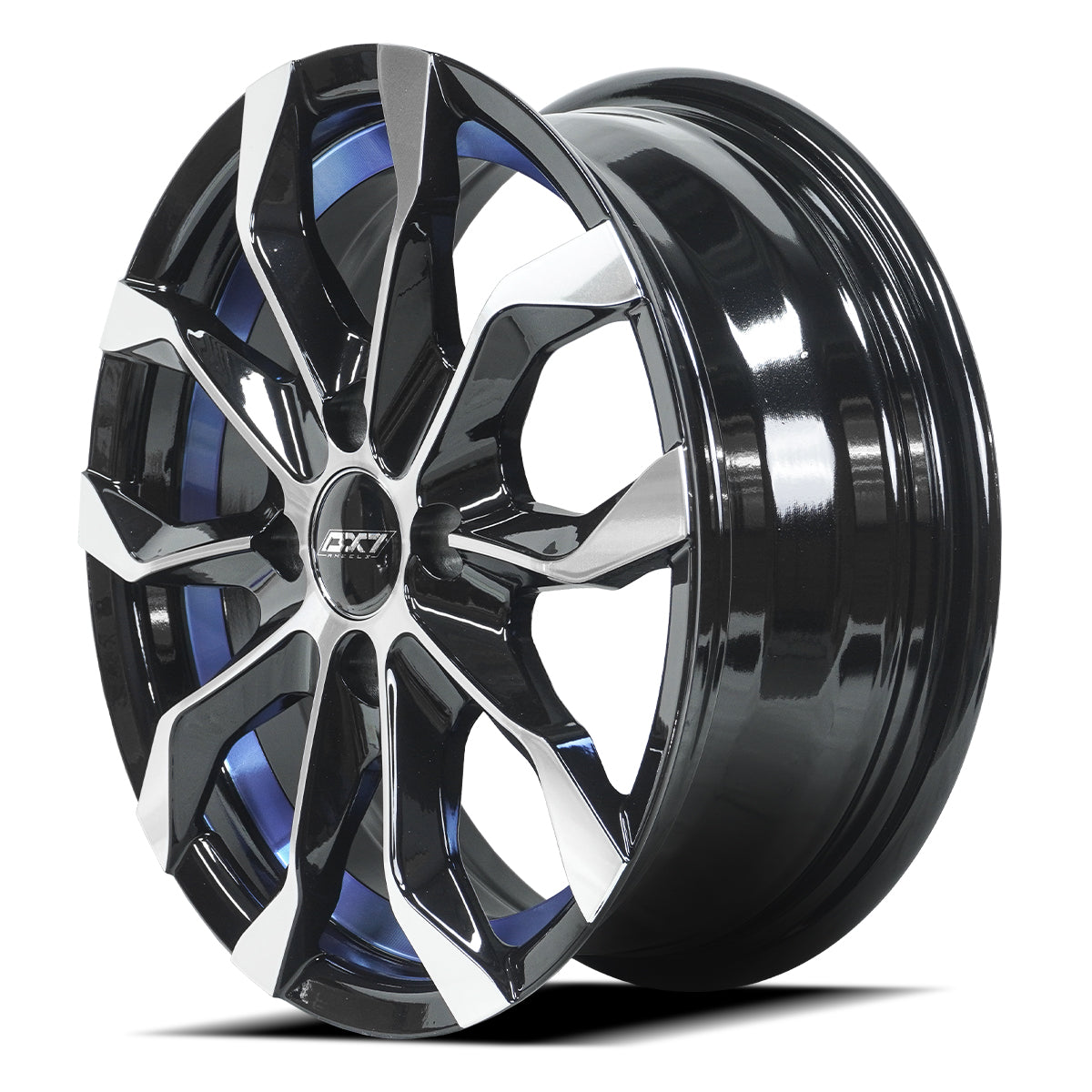 RINES BX7 FW6 14 4X100 / ET 35/ CB 73.1/ BLACK WITH FACE AND LIP MACHINED+BLUE UNDER CUT