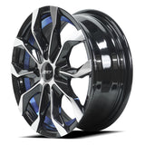 RINES BX7 FW6 14 4X100 / ET 35/ CB 73.1/ BLACK WITH FACE AND LIP MACHINED+BLUE UNDER CUT