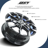 RINES BX7 FW6 14 4X100 / ET 35/ CB 73.1/ BLACK WITH FACE AND LIP MACHINED+BLUE UNDER CUT