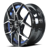 RINES BX7 FW6 14 4X100/ ET 35/ CB 73.1/  BLACK WITH FACE AND LIP MACHINED+BLUE UNDER CUT