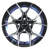 RINES BX7 FW6 14 4X100/ ET 35/ CB 73.1/  BLACK WITH FACE AND LIP MACHINED+BLUE UNDER CUT