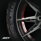 RINES BX7 FW3 14 4X100/ ET 35/ CB 73.1/ BLACK WITH FACE AND LIP MACHINED+RED UNDER CUT