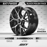 RINES BX7 FW0 13 4X100/ ET 35/ CB 73.1/ BLACK POLISH FACE