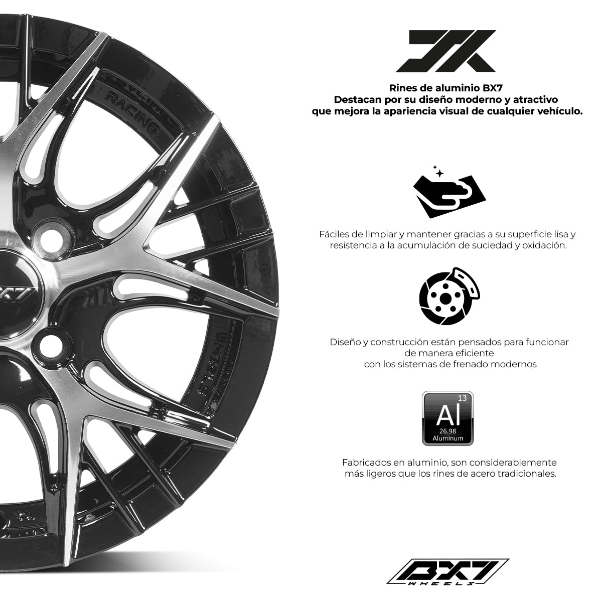 RINES BX7 FW0 13 4X100/ ET 35/ CB 73.1/ BLACK POLISH FACE