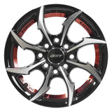 RINES BX7 FW0 13 4X100/114.3/ ET 35/ CB 73.1/ BLACK WITH FACE AND LIP MACHINED+RED UNDER CUT