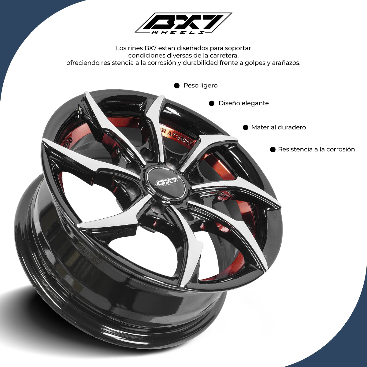 RINES BX7 FW0 13 4X100/114.3/ ET 35/ CB 73.1/ BLACK WITH FACE AND LIP MACHINED+RED UNDER CUT