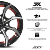 RINES BX7 FW0 13 4X100/114.3/ ET 35/ CB 73.1/ BLACK WITH FACE AND LIP MACHINED+RED UNDER CUT