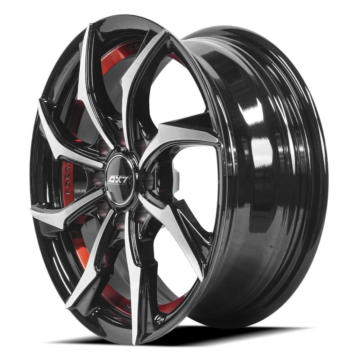 RINES BX7 FW0 14 4X100/108 ET 35/ CB 73.1/ BLACK WITH FACE AND LIP MACHINED+RED UNDER CUT