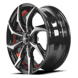 RINES BX7 FW0 14 4X100/108 ET 35/ CB 73.1/ BLACK WITH FACE AND LIP MACHINED+RED UNDER CUT