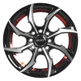 RINES BX7 FW0 14 4X100/108 ET 35/ CB 73.1/ BLACK WITH FACE AND LIP MACHINED+RED UNDER CUT