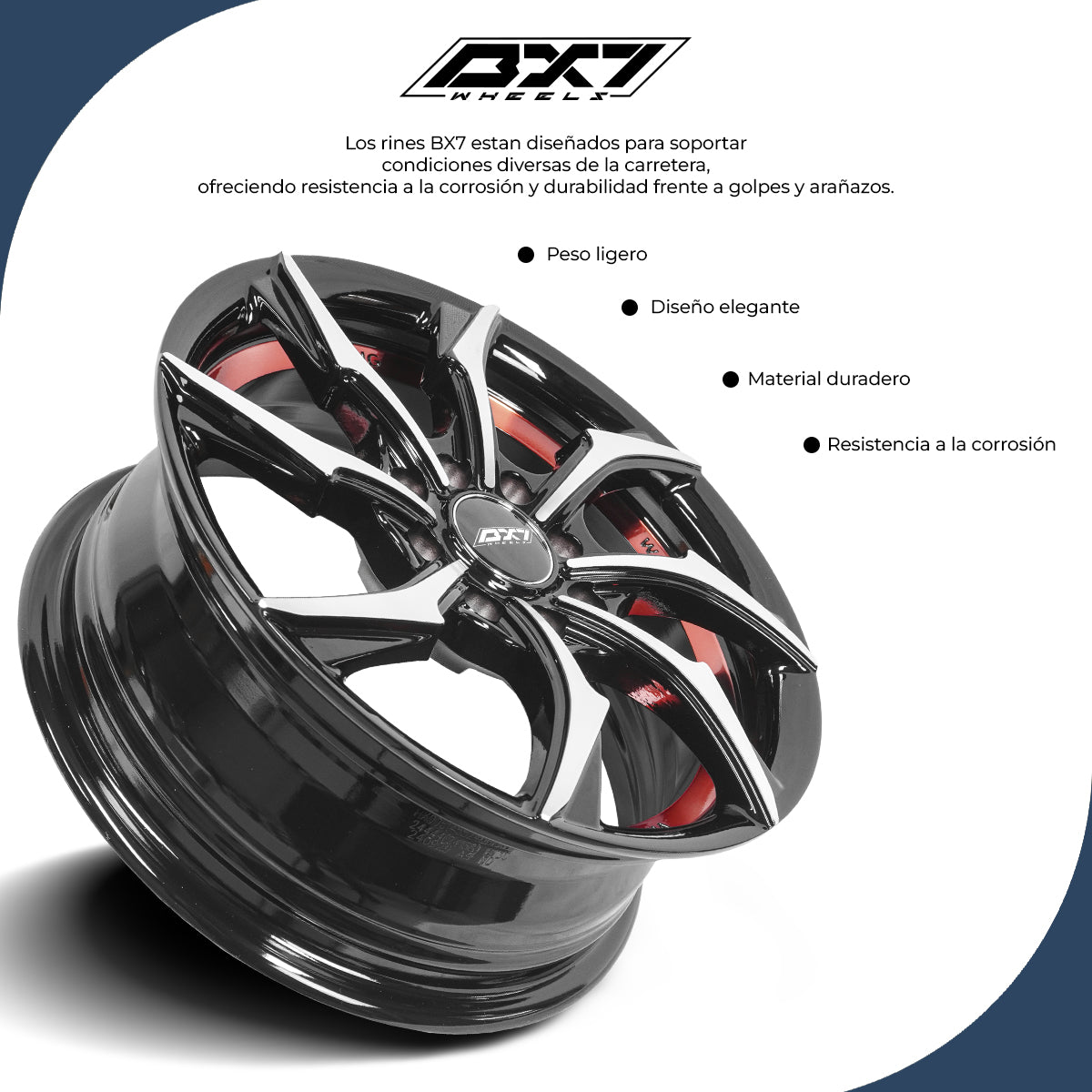 RINES BX7 FW0 14 4X100/108 ET 35/ CB 73.1/ BLACK WITH FACE AND LIP MACHINED+RED UNDER CUT