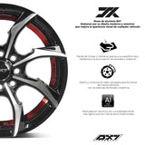 RINES BX7 FW0 14 4X100/108 ET 35/ CB 73.1/ BLACK WITH FACE AND LIP MACHINED+RED UNDER CUT