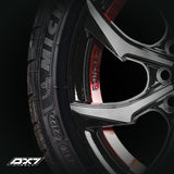 RINES BX7 FW0 14 4X100/108 ET 35/ CB 73.1/ BLACK WITH FACE AND LIP MACHINED+RED UNDER CUT