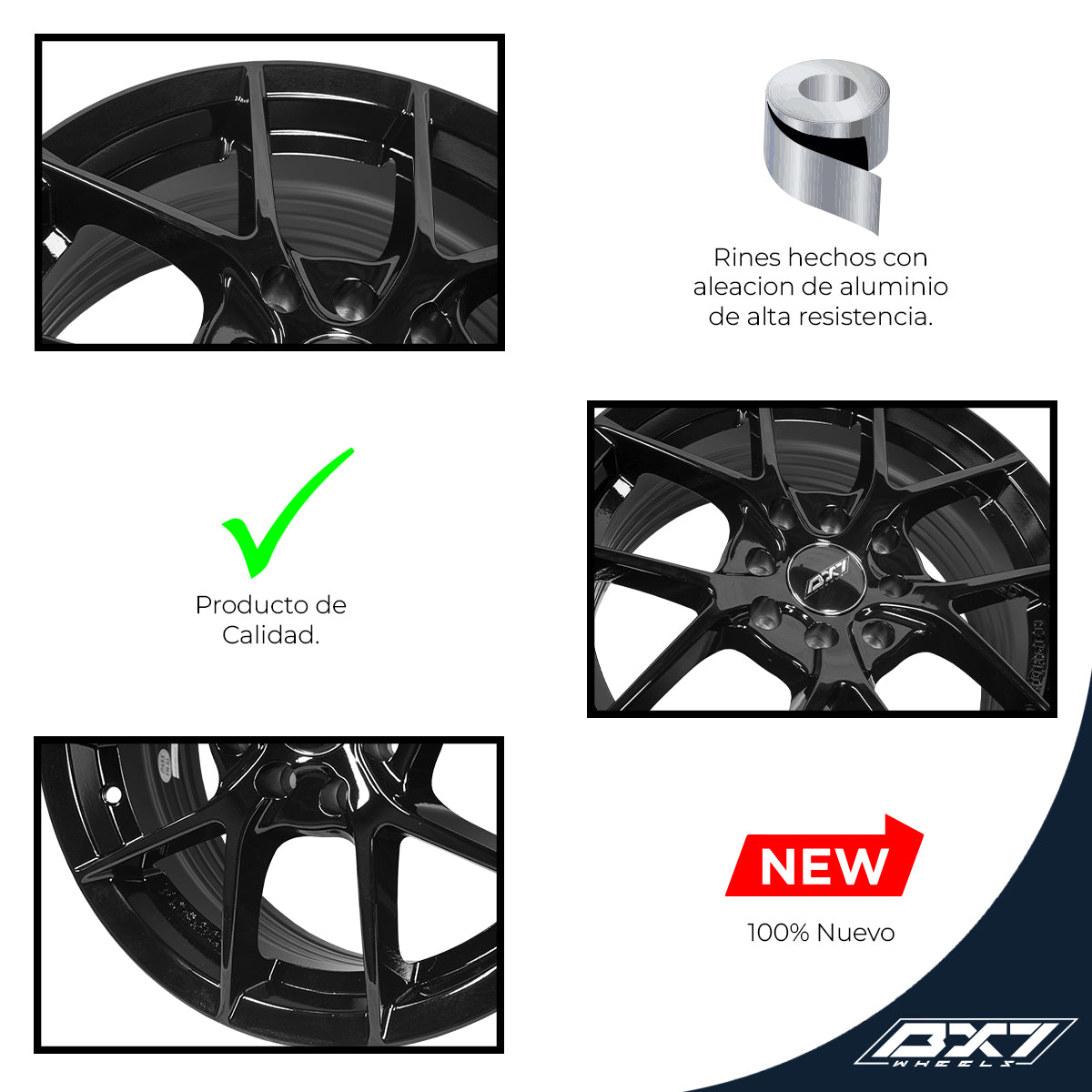 RINES BX7 FW0 15 4X100/114.3 / ET 35/ CB 73.1/ NEGRO-GLOSS BLACK