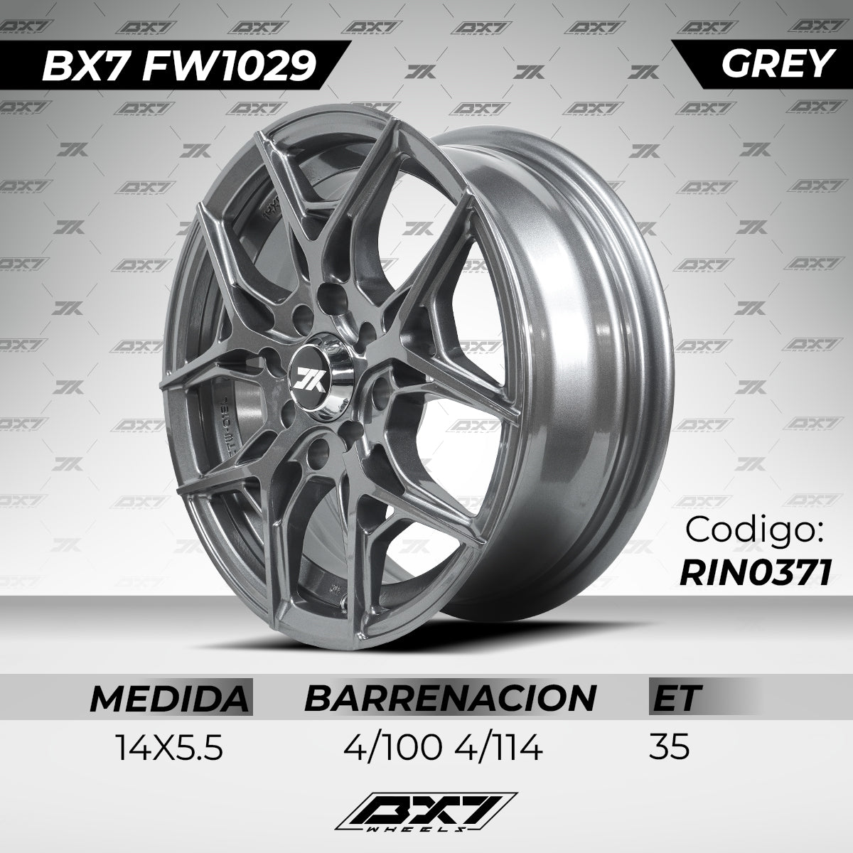 RINES BX7 FW1 14 4X100/114.3 ET 35/ CB 73.1/ GREY