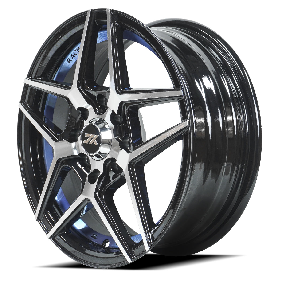 RINES BX7 FW0 14 4X100/114.3/ ET 35/ CB 73.1/ BLACK WITH FACE AND LIP MACHINED+BLUE UNDER CUT