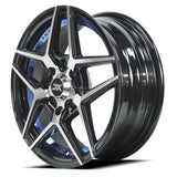 RINES BX7 FW0 14 4X100/114.3/ ET 35/ CB 73.1/ BLACK WITH FACE AND LIP MACHINED+BLUE UNDER CUT