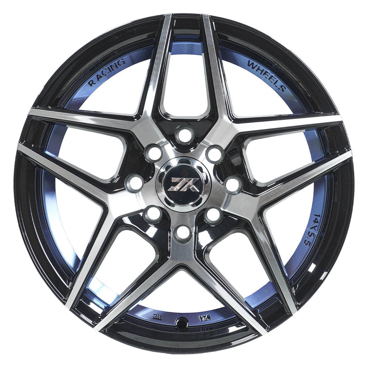 RINES BX7 FW0 14 4X100/114.3/ ET 35/ CB 73.1/ BLACK WITH FACE AND LIP MACHINED+BLUE UNDER CUT