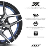 RINES BX7 FW0 14 4X100/114.3/ ET 35/ CB 73.1/ BLACK WITH FACE AND LIP MACHINED+BLUE UNDER CUT