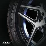 RINES BX7 FW0 14 4X100/114.3/ ET 35/ CB 73.1/ BLACK WITH FACE AND LIP MACHINED+BLUE UNDER CUT