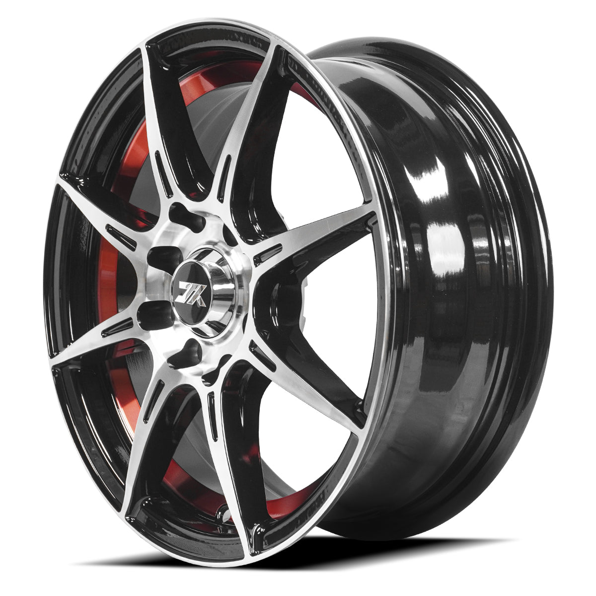 RINES BX7 FW8 14 4X100/114.3/ ET 35/ CB 73.1/ BLACK WITH FACE AND LIP MACHINED+RED UNDER CUT