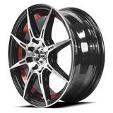 RINES BX7 FW8 14 4X100/114.3/ ET 35/ CB 73.1/ BLACK WITH FACE AND LIP MACHINED+RED UNDER CUT