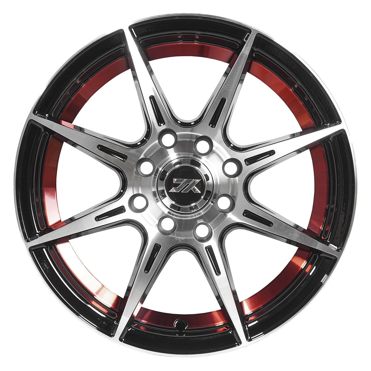RINES BX7 FW8 14 4X100/114.3/ ET 35/ CB 73.1/ BLACK WITH FACE AND LIP MACHINED+RED UNDER CUT