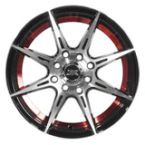 RINES BX7 FW8 14 4X100/114.3/ ET 35/ CB 73.1/ BLACK WITH FACE AND LIP MACHINED+RED UNDER CUT
