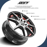 RINES BX7 FW8 14 4X100/114.3/ ET 35/ CB 73.1/ BLACK WITH FACE AND LIP MACHINED+RED UNDER CUT