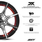 RINES BX7 FW8 14 4X100/114.3/ ET 35/ CB 73.1/ BLACK WITH FACE AND LIP MACHINED+RED UNDER CUT