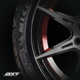 RINES BX7 FW8 14 4X100/114.3/ ET 35/ CB 73.1/ BLACK WITH FACE AND LIP MACHINED+RED UNDER CUT