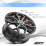 RIN BX7 WHEELS 13X5.5 4/100 4/114.3 ET: 35 CB: 73.1 BLACK WITH FACE AND LIP MACHINED+RED UNDER CUT