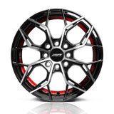 RINES BX7 FW8 14 4X100/108 / ET 35/ CB 73.1/  BLACK WITH FACE AND LIP MACHINED+RED UNDER CUT